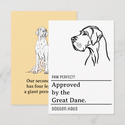 Goedgekeurd door de Great Dane Informatiekaartje (Voorkant / Achterkant)