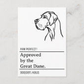 Goedgekeurd door de Great Dane Informatiekaartje (Voorkant)