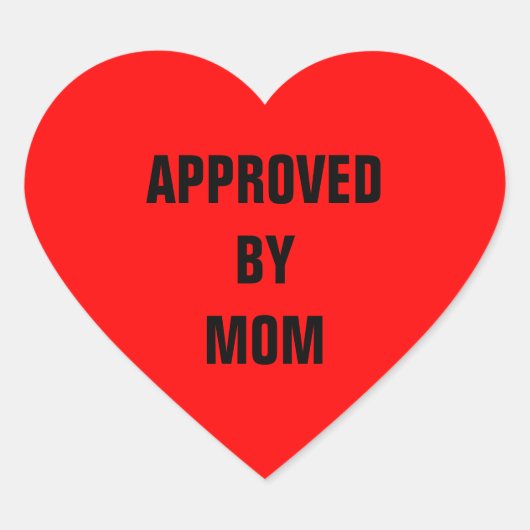 Goedgekeurd door mam rood hart sticker (Voorkant)