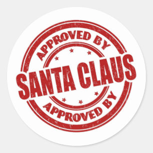 Goedgekeurd door Santa Claus Red Postmark-zegel Ronde Sticker