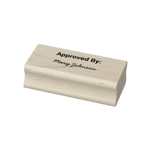 Goedgekeurd door & Tekst in schuine letters Handte Rubberstempel (Stempel)