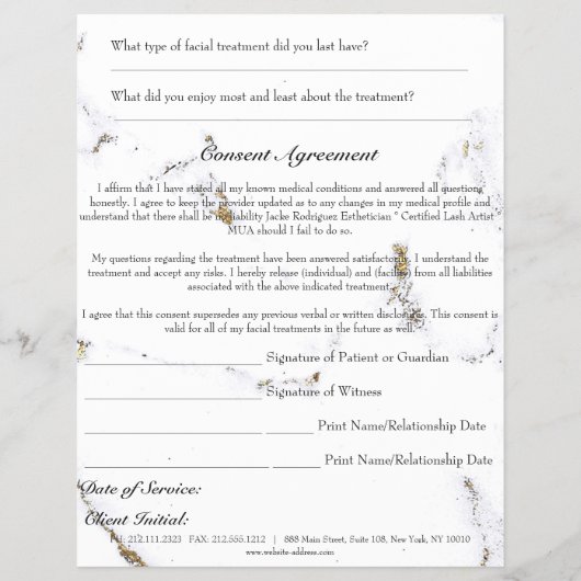 Goedgekeurd formulier voor gezichtsbehandeling Dee Flyer (Achterkant)