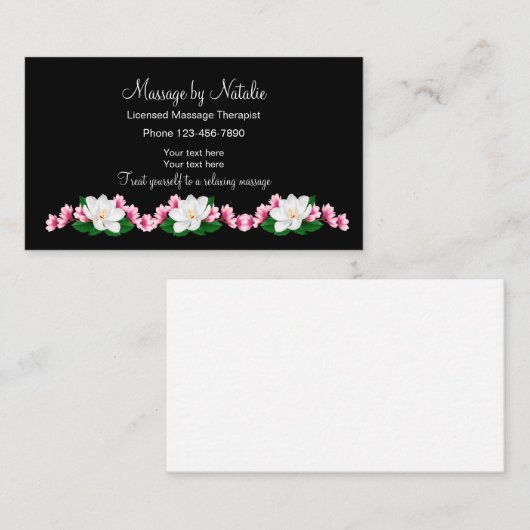 Goedgekeurd massagetherapist Beauty Design Visitekaartje (Voorkant / Achterkant)