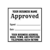 Goedgekeurd met naam, adres. Ontvangstbewijs Rubberstempel (Afrduk)