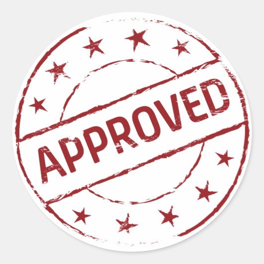 Goedgekeurd Ronde Sticker (Voorkant)