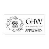 Goedgekeurd uw bedrijf Logo Leaves krans Initialen Rubberstempel (Afrduk)