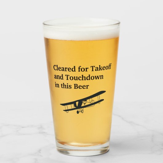 Goedgekeurd voor Takeoff & Beer, Funny Aviation Jo Glas (Voorkant gevuld)