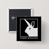 GOEDGEKEURDE BUNNY VIERKANTE BUTTON 5,1 CM (Voorkant /achterkant)