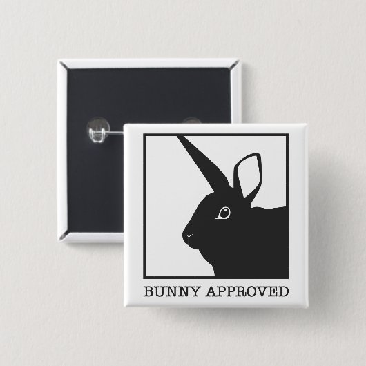 GOEDGEKEURDE BUNNY VIERKANTE BUTTON 5,1 CM (Voorkant /achterkant)