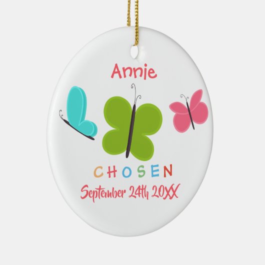 Goedgekeurde Butterfly-adoptie - Aangepaste naam Keramisch Ornament (Rechts)