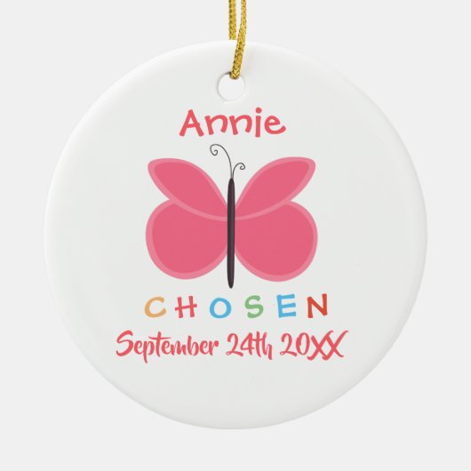 Goedgekeurde Butterfly-adoptie - Aangepaste naam Keramisch Ornament (Voorkant)