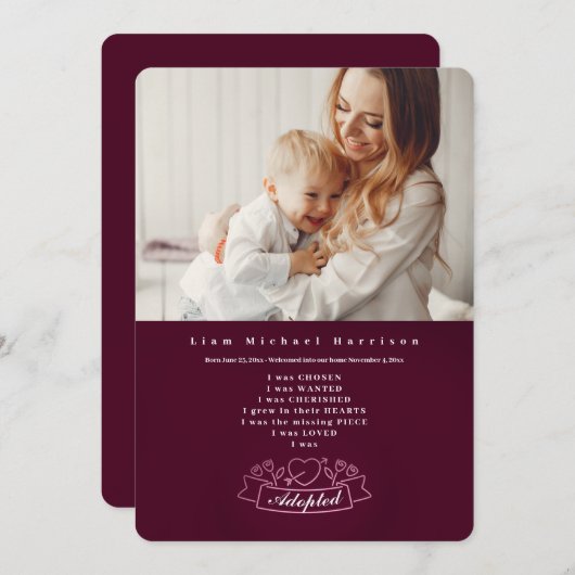 Goedgekeurde fotobekendmaking kaart (Voorkant / Achterkant)