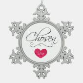 Goedgekeurde scrollling Gedateerde adoptie Gift Tin Sneeuwvlok Ornament (Voorkant)