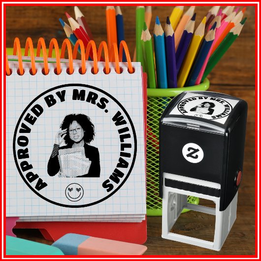 Goedgekeurde Teacher Custom Face Photo Zelfinktende Stempel