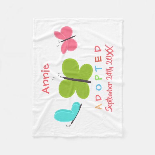 Goedgekeurde vlinderadoptie - Aangepaste naam Fleece Deken (Voorkant)
