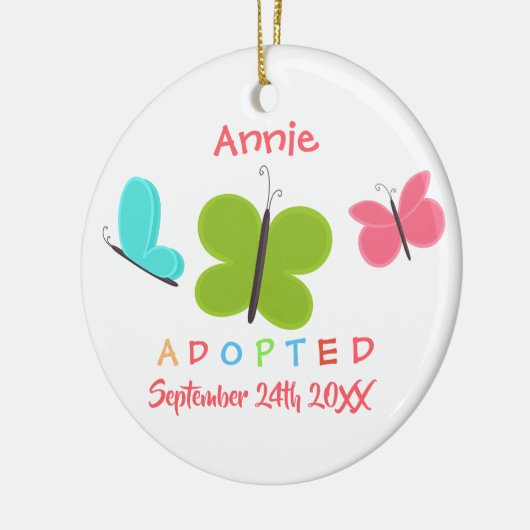 Goedgekeurde vlinderadoptie - Aangepaste naam Keramisch Ornament (Links)
