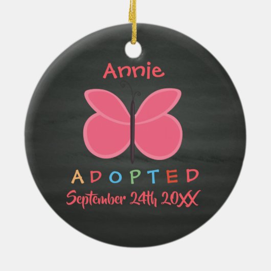 Goedgekeurde vlinderadoptie - Aangepaste naam Keramisch Ornament (Achterkant)