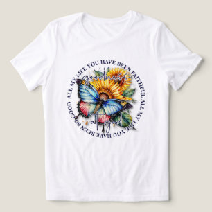 Goedheid bij God Quote met vlinder en zonnebloem Tri-Blend Shirt