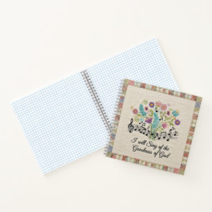 Goedheid van God quilted look bloemen muziek Notitieboek