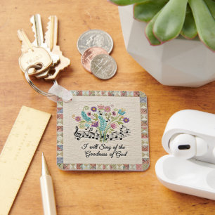 Goedheid van God quilted look bloemen muziek Sleutelhanger