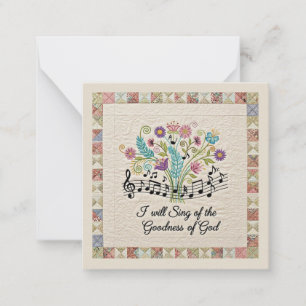 Goedheid van God quilted look bloemige muziek Notitiekaartje