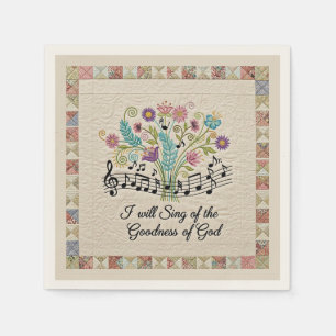Goedheid van God quilted look bloemige muziek Servet
