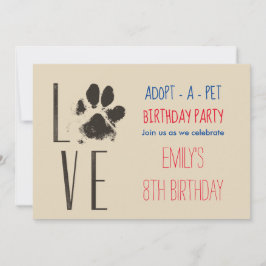 Goedkeuren-A- Pet Birthday Party Paw Print Kaart