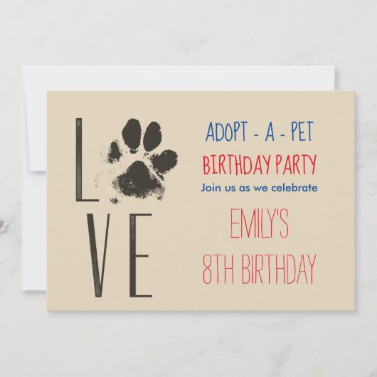 Goedkeuren-A- Pet Birthday Party Paw Print Kaart (Voorkant)