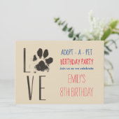 Goedkeuren-A- Pet Birthday Party Paw Print Kaart (Staand voorkant)