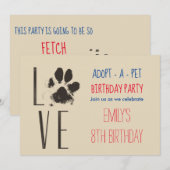 Goedkeuren-A- Pet Birthday Party Paw Print Kaart (Voorkant / Achterkant)