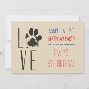 Goedkeuren-A- Pet Birthday Party Paw Print Kaart