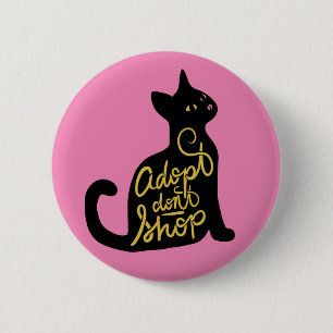 Goedkeuren Geen zwarte kat-adoptie Ronde Button 5,7 Cm