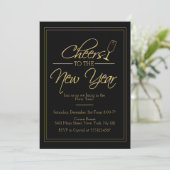 Goedkeuren nieuwjaar, Elegant Gold Invitation Kaart (Staand voorkant)