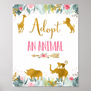 Goedkeuren van een 'Animal Pink Gold Safari'-bordj Poster