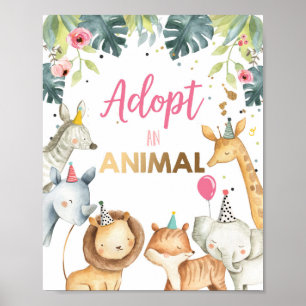Goedkeuren van een vogeletafel voor dieren die vei poster