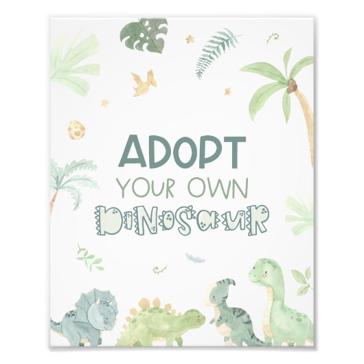 Goedkeuren van je eigen dinosaurusbord foto afdruk (Voorkant)