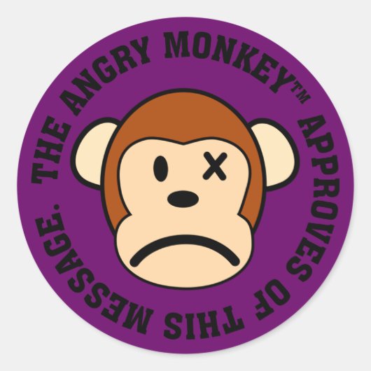 Goedkeuring: Bericht bekrachtigd door Angry Monkey Ronde Sticker (Voorkant)