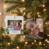 Goedkeuring eerste kerstfeest Rustic Trees foto Keramisch Ornament