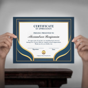 Goedkeuring Gold Blue Certificate Poster