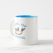 Goedkeuring Grappig Punny Design Tweekleurige Koffiemok (Voorkant links)