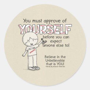 Goedkeuring van jezelf ronde sticker