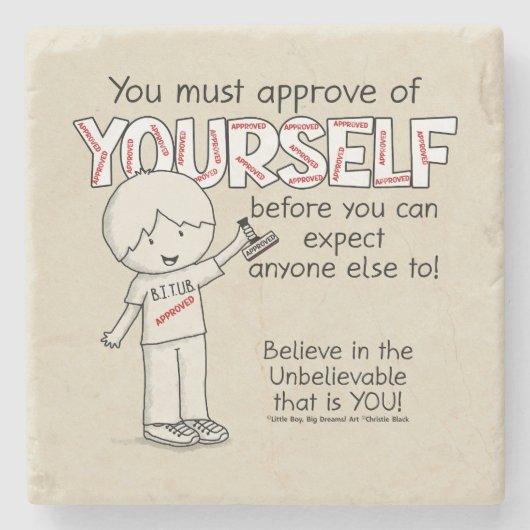 Goedkeuring van jezelf stenen onderzetter (Voorkant)