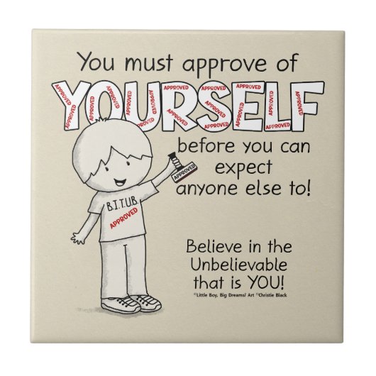 Goedkeuring van jezelf tegeltje (Voorkant)