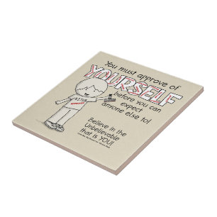 Goedkeuring van jezelf tegeltje