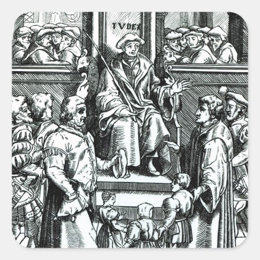 Goedkeuring van wezen in het achtergerechtshof vierkante sticker (Voorkant)