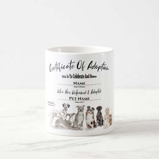 Goedkeuringscertificaat voor Pet Puppy Dog Koffiemok (Center)