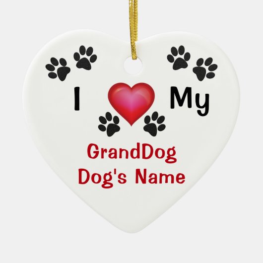 Goedkoop gepersonaliseerd ik hou van mijn GrandDog Keramisch Ornament (Voorkant)