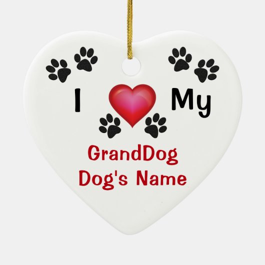 Goedkoop gepersonaliseerd ik hou van mijn GrandDog Keramisch Ornament (Achterkant)