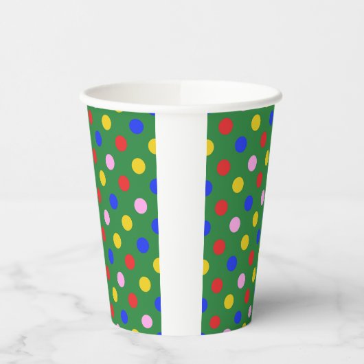 Goedkoop groen met kleurrijke stippen Papieren kop Papieren Bekers (Links)