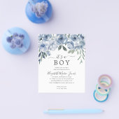 Goedkoop Het is een Boy Dusty Blue Floral Baby sho Flyer (Enkel)
